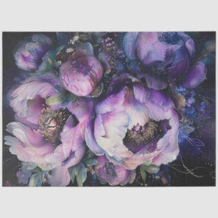 Papier Mousseline Découpage Vibrant violet pivoines roses Digital
