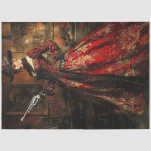 Papier Mousseline Découpage Victorienne habillée Lady Gunslinger