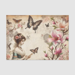 Papier Mousseline Découpage vintage de la dame victorienne