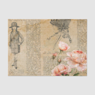 Papier Mousseline Découpage vintage du Rose Floral