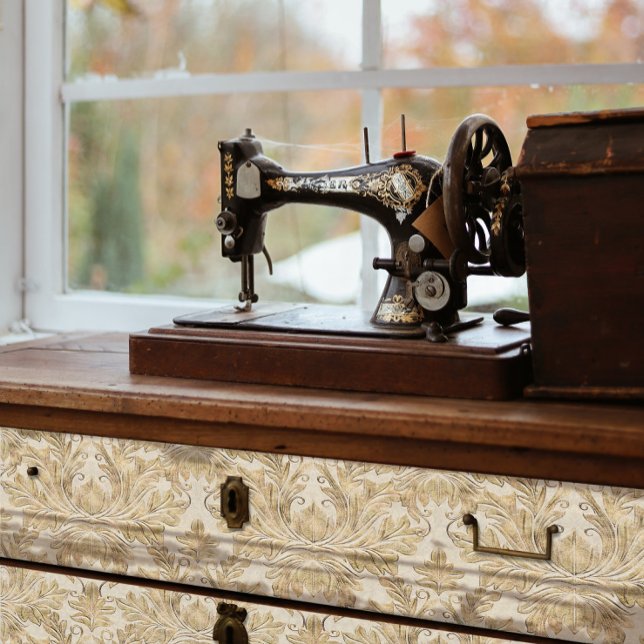 Papier Mousseline Découpage vintage élégant en bois Tan Damask (Créateur téléchargé)