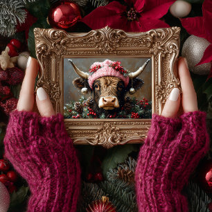 Papier Mousseline Découpage Vintage Noël Highland Cow