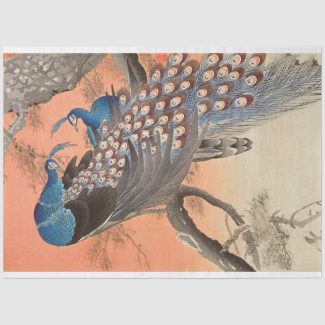 Papier Mousseline Découpage vintage Peacock Rose Peacock (Recto)