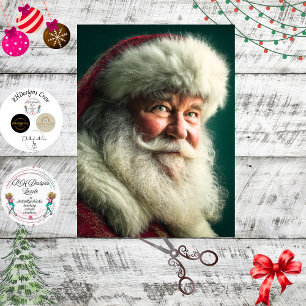 Papier Mousseline Découpage Vintage Père Noël Portrait de Noël