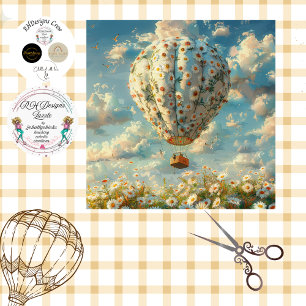 Papier Mousseline Découpage Vintage Whimsical Hot Air Balloon