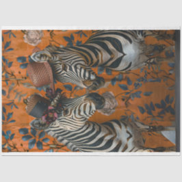 Papier Mousseline Découpage vintage Zebra Couple