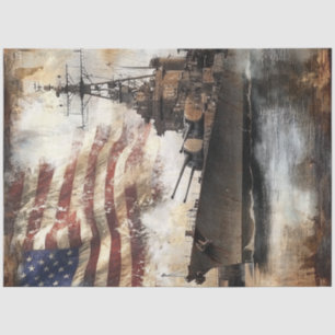Papier Mousseline Découpage Warship USA Patriotisme militaire