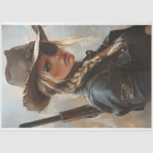 Papier Mousseline Découpage Western Cowgirl Outlaw Patch sur l'oeil