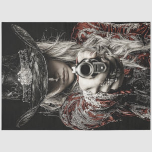 Papier Mousseline Découpage Western Frontier Lady Sheriff