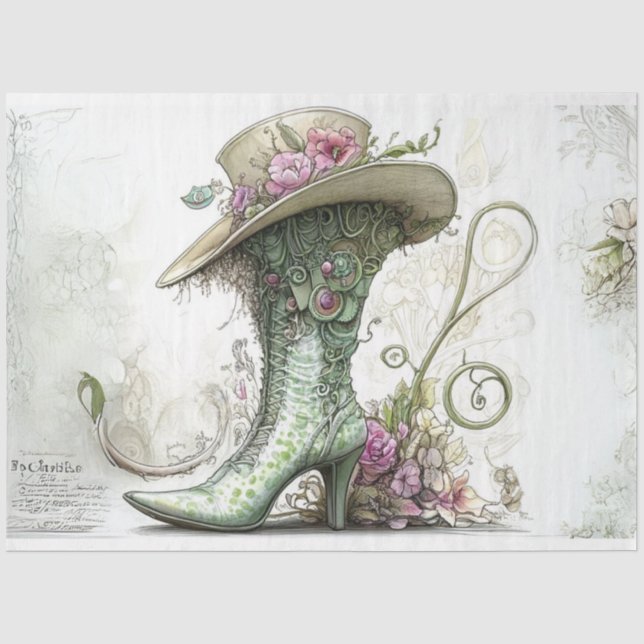 Papier Mousseline Découpage Whimsbooking Scrapbooking Démarrage Vint (Recto)