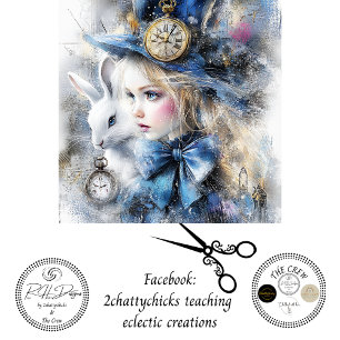 Papier Mousseline Découpage Whimsical Alice Adventure & Rabbit