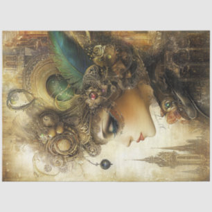 Papier Mousseline Découpage Whimsical Lady Ornate Steampunk Baroque