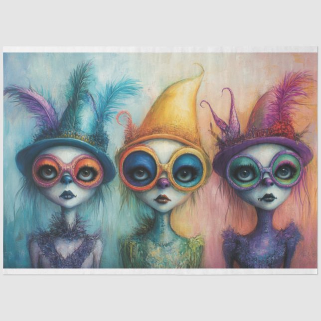 Papier Mousseline Découpage Whimsical Lady Trio de Whimsyville (Recto)