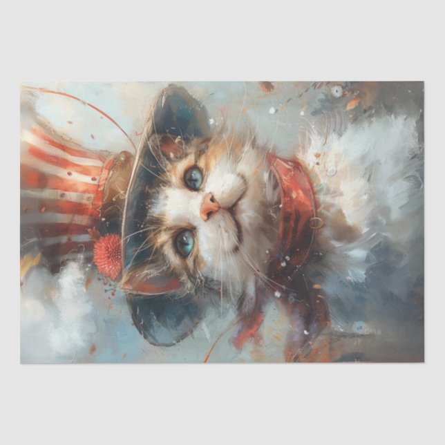 Papier Mousseline Découpage Whimsical Patriotic Pince Le Chat (Recto)