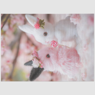 Papier Mousseline Découpage Whimsical Valentine Bunny Couple