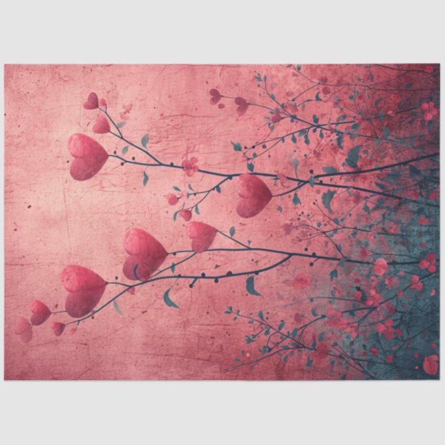 Papier Mousseline Découpage Whimsical Valentine Coeurs romantiques (Recto)