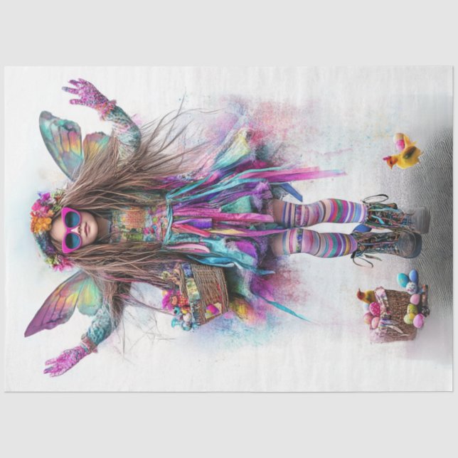 Papier Mousseline Découpage Whimsical Vibramment habillé Fille de Pâ (Recto)
