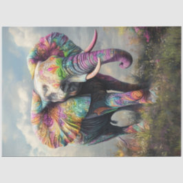 Papier Mousseline Découpage Whimsical Vibrant Eléphant Africain