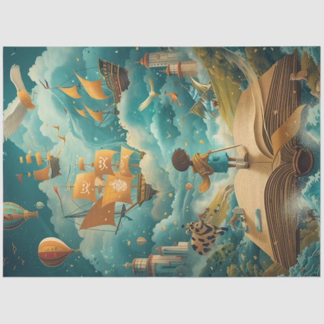 Papier Mousseline Découpage Whimssal Child Cloud Learning School (Recto)