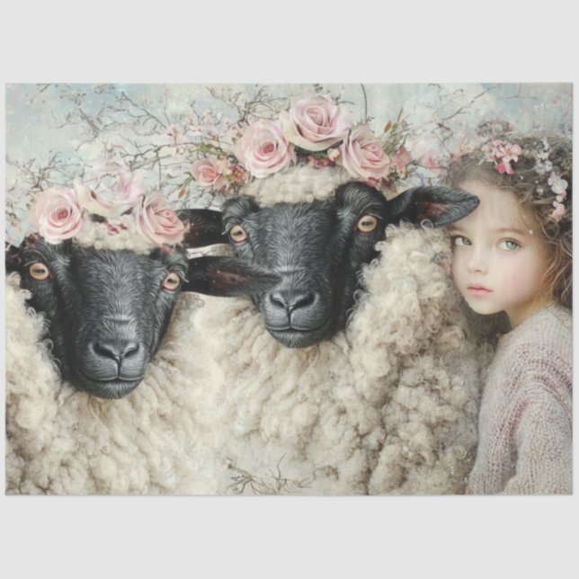 Papier Mousseline Decoupage Wool & Whispers Sheep & Marigold  (Recto)