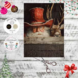 Papier Mousseline Découpe Cowboy Santa & Rudolph en train de jeter u