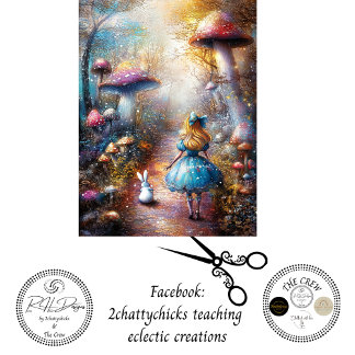 Papier Mousseline Découpe fantaisiste fille blonde et forêt de lapin
