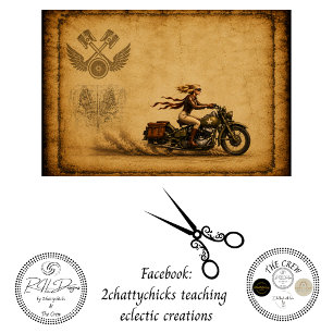Papier Mousseline Découpe vintage femme moto Sturgis