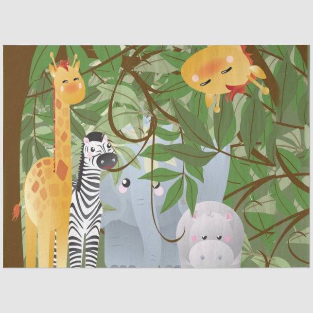 Papier Mousseline Dédoupage de la pépinière d'animaux de la jungle (Recto)