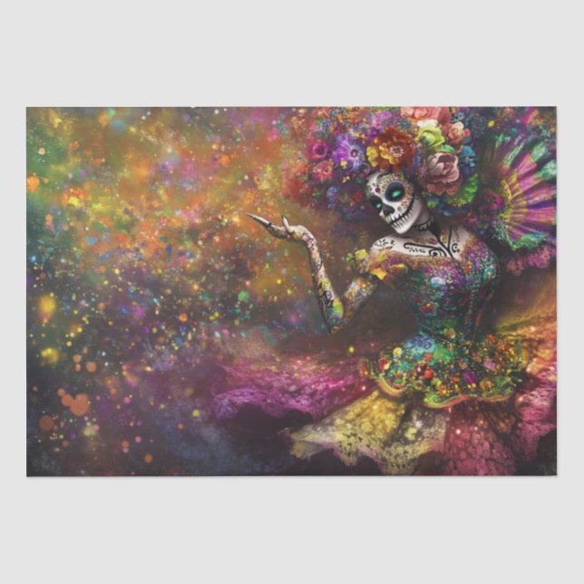 Papier Mousseline Dédoupage Festive Dia de los Muertos Danseuse (Recto)