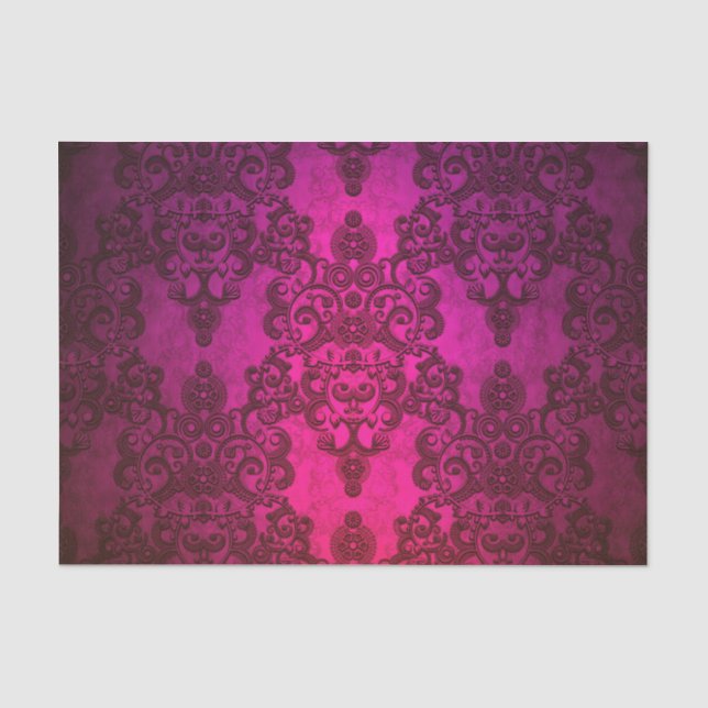 Papier Mousseline Deep Majenta Damask (Recto)