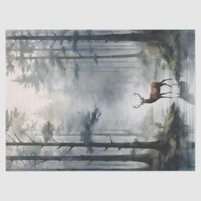 Papier Mousseline Deer In The Forest Art Print (Recto)