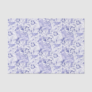 Papier Mousseline Delft Lapin Bleu Lapin Oiseaux Élégante Chinoise