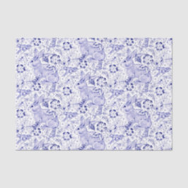 Papier Mousseline Delft Lapin Bleu Lapin Oiseaux Élégante Chinoiseri