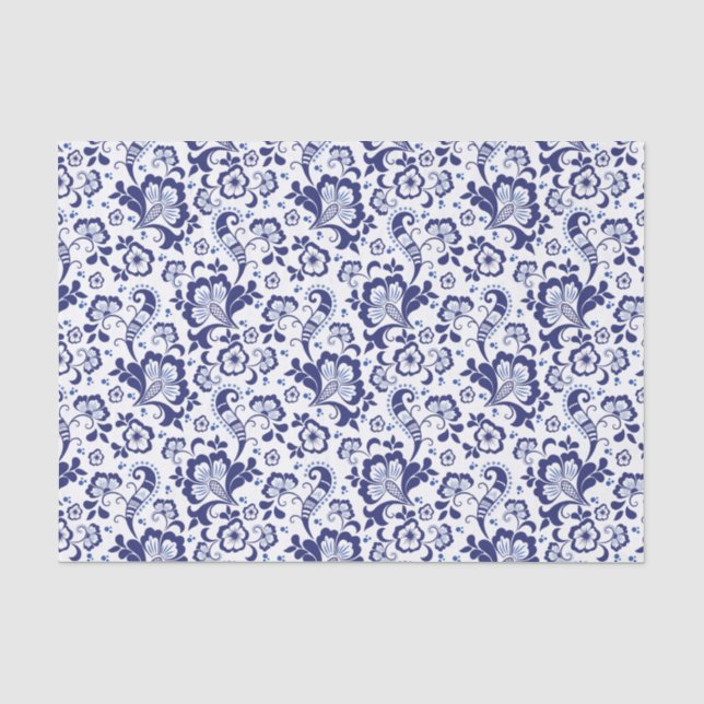 Papier Mousseline Delfts Blauw | Delft Blue Floral Hollandais Mariag (Recto)