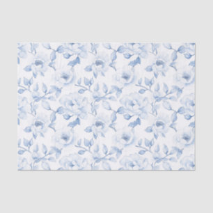 Papier Mousseline Délicieux bleu blanc floral douche de mariée