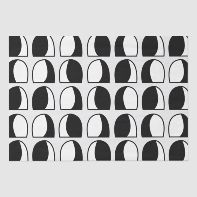 Papier Mousseline Demi-cercle noir et blanc géométrique (Recto)