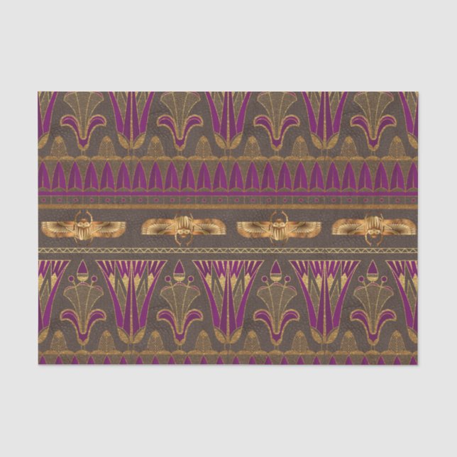 Papier Mousseline Dendroctone du scarab égyptien violet et or (Recto)