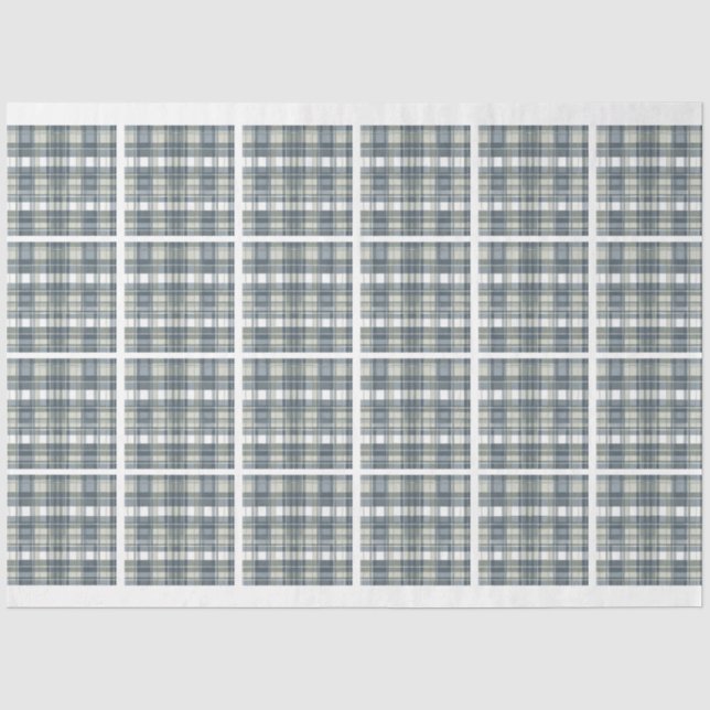 Papier Mousseline Denim Blue Sage Vert Blanc Plaid Découpage Carrela (Recto)
