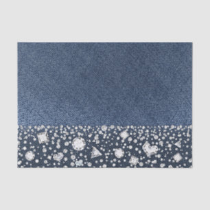 Papier Mousseline Denim & Diamants Blue Jean Bling Diamant Glamour