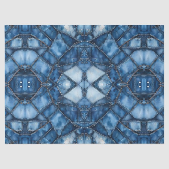 Papier Mousseline Denim Patchwork Motif - Olivia (Recto)