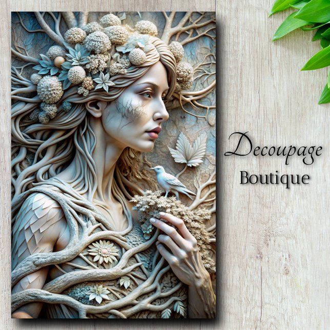 Papier Mousseline Dénouement de la déesse hivernale de la nymphe gel (Frost Nymph Ethereal Winter Decoupage Tissue Paper)