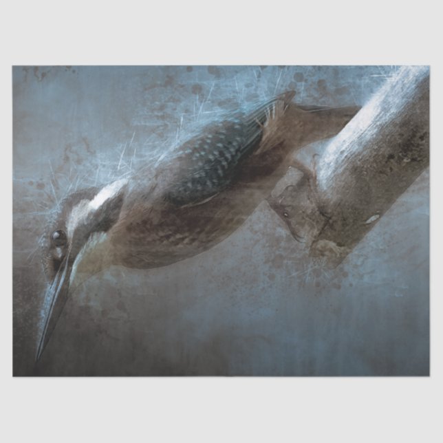 Papier Mousseline Dénoupage de Martin-pêcheur (Recto)