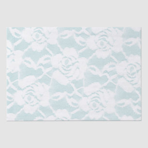 Papier Mousseline Dentelle blanche rose de menthe