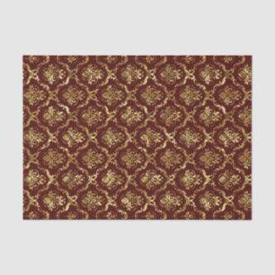 Papier Mousseline Dentelle Brown Rouge Et Faux Or Brillant
