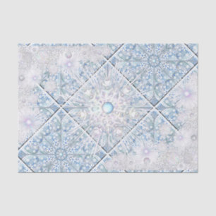 Papier Mousseline Dentelle en céramique bleu & flocon de neige