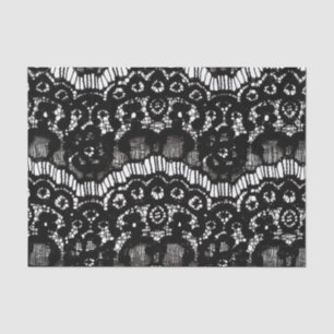 Papier Mousseline Dentelle florale française noire et blanche chic