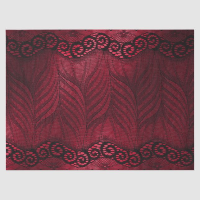 Papier Mousseline Dentelle noire Faux sur le Découpage rouge (Recto)