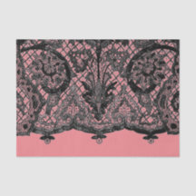 DENTELLE ROSE SUR MESURE ET NOIR ANTIQUE