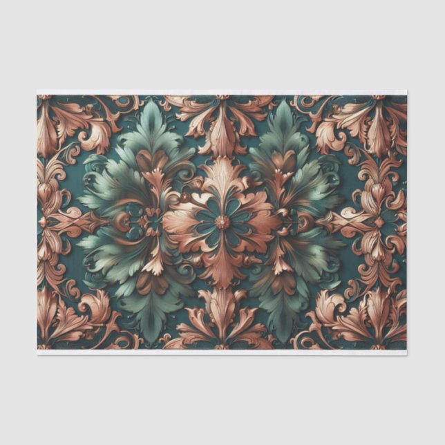 Papier Mousseline Déroupage Damask Patina (Recto)