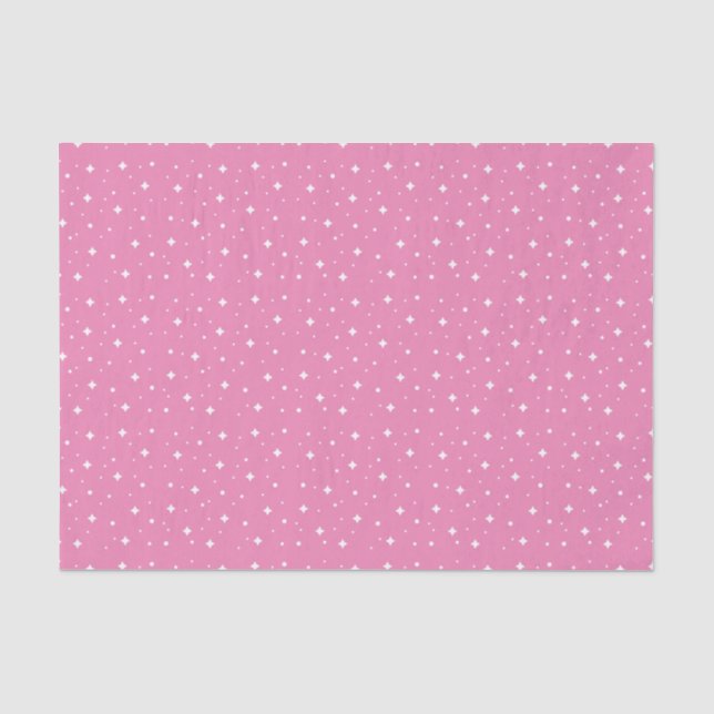Papier Mousseline Des étoiles blanches éclatantes sur un joli rose (Recto)